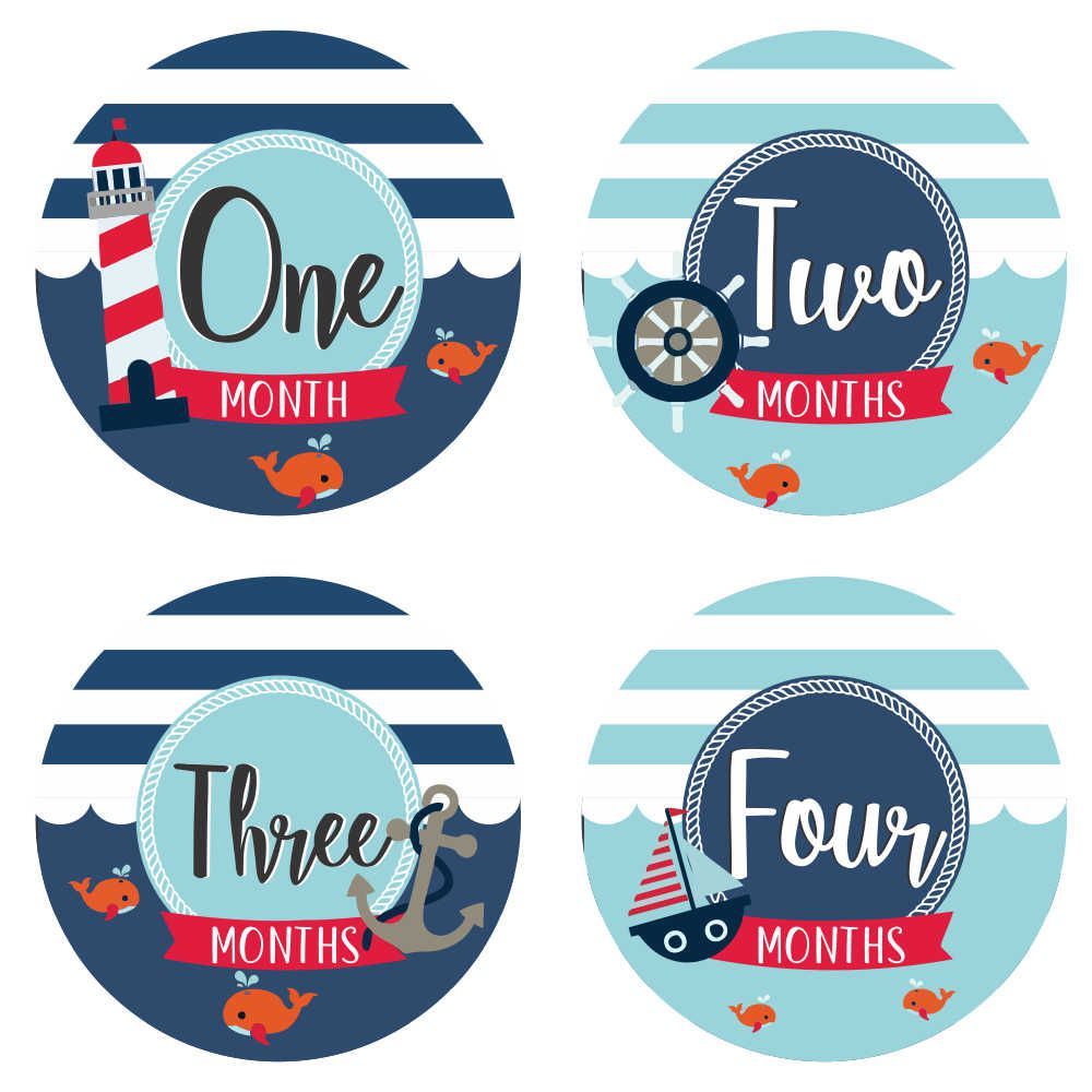 Monthly Milestone Stickers - Nautical Theme