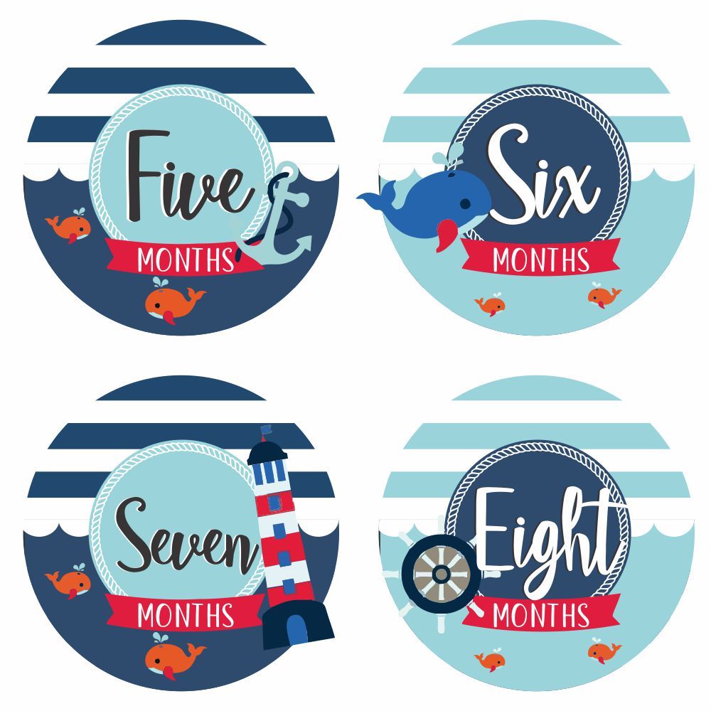 Monthly Milestone Stickers - Nautical Theme