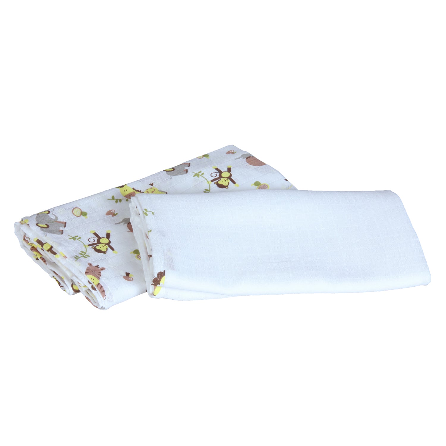 My Milestones 100% Cotton 3 in 1 Muslin Double Cloth (2 Layers) Baby Swaddle Wrapper - Pack Of 2 - Zoo Print Lemon Yellow