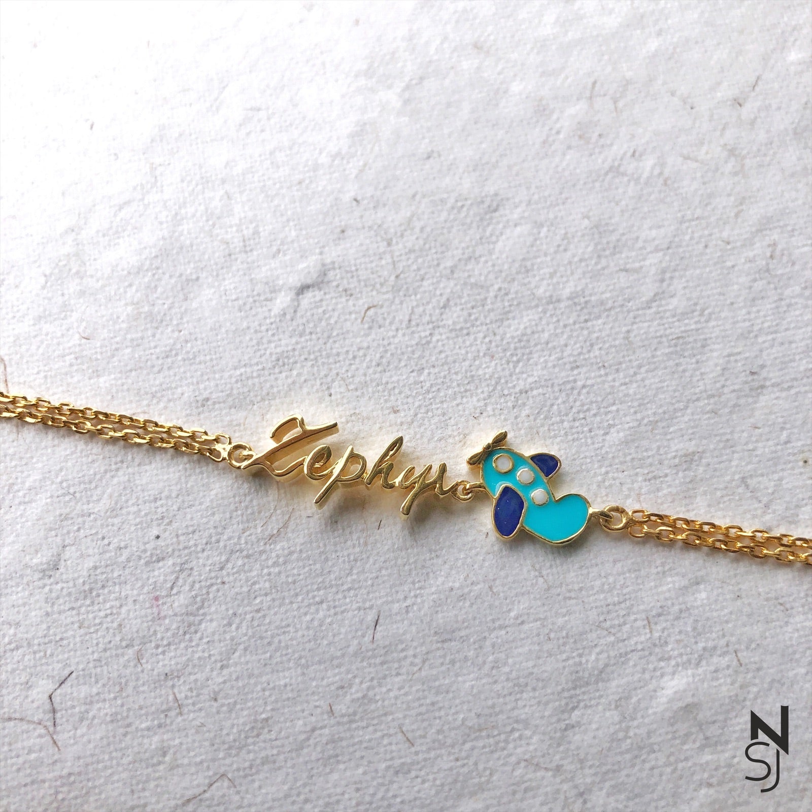 Custom Name With Aeroplane Bracelet