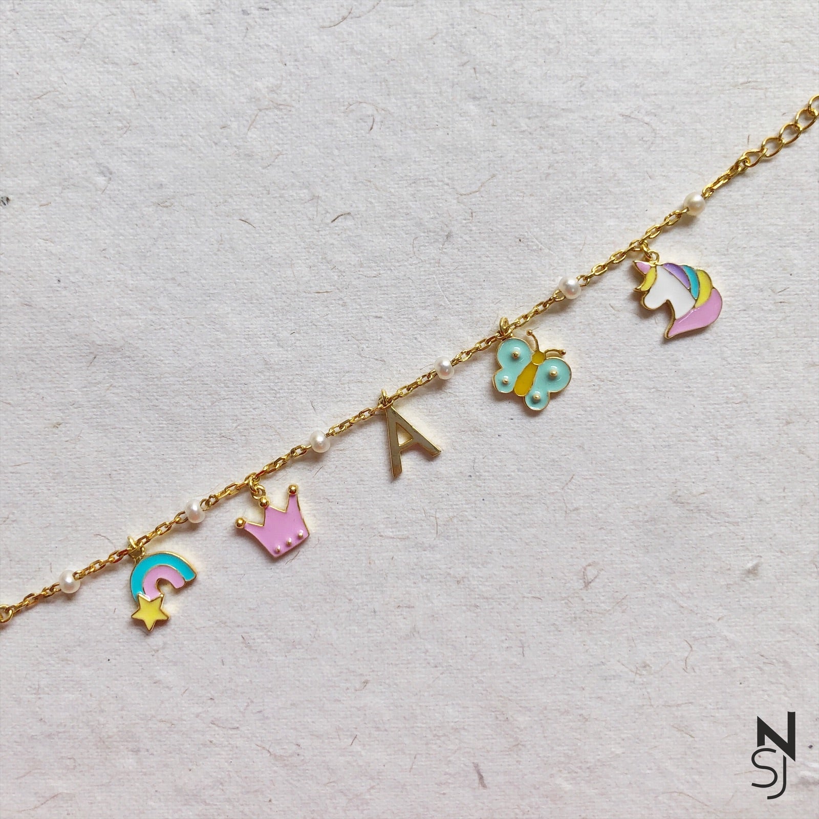 Charm Bracelet with Custom Initial