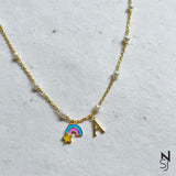 Personalised Rainbow Neckchain With Initial Hanging