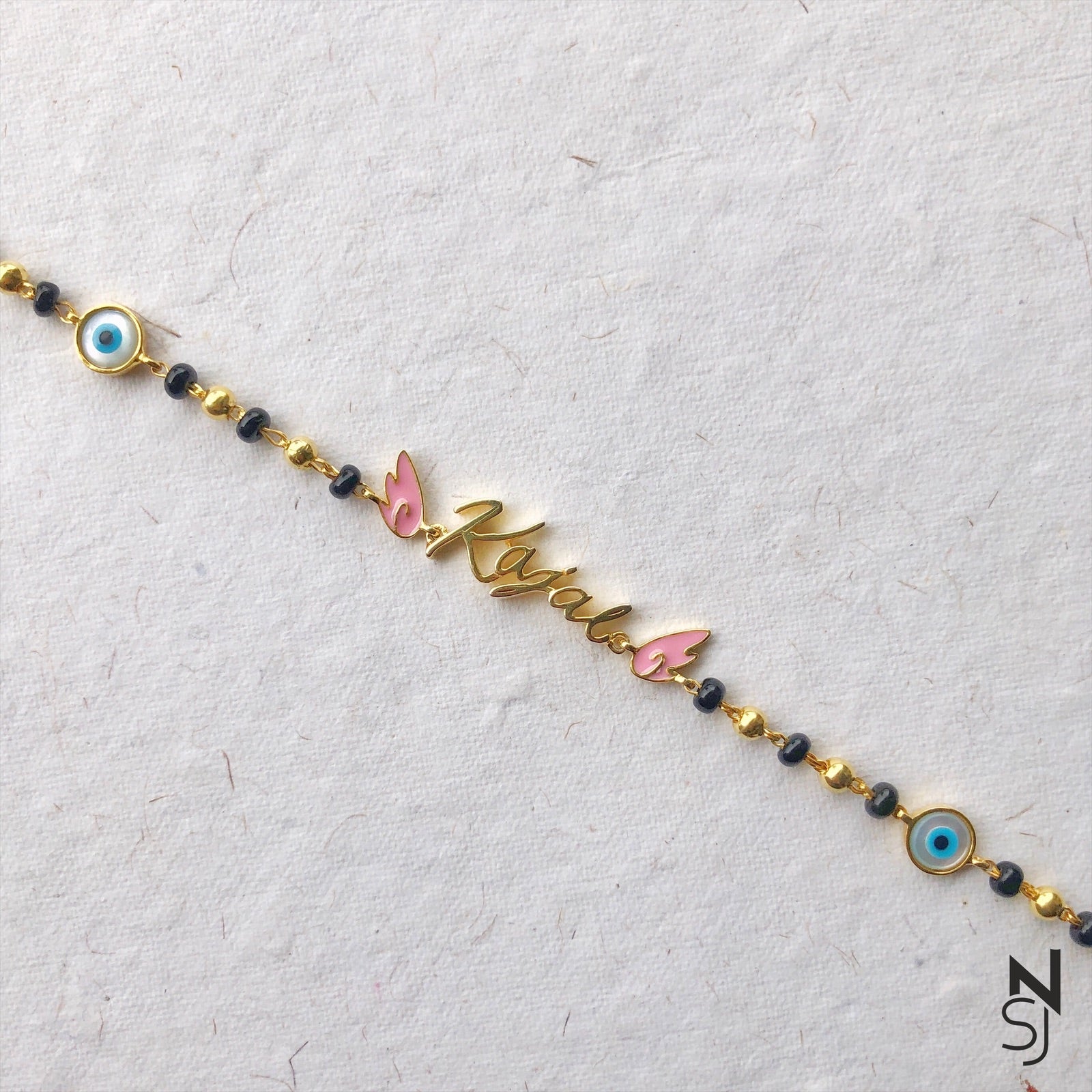 Angel Wing Evil Eye Custom Name Nazariya- Pink/Blue