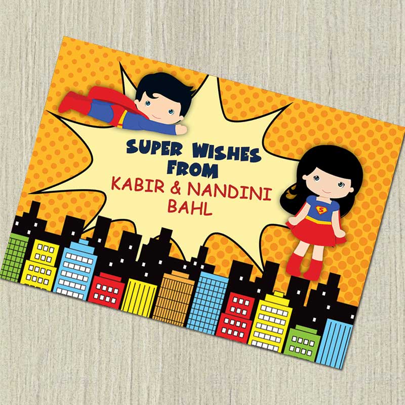 Personalised Notecards - Superkids, Set of 20