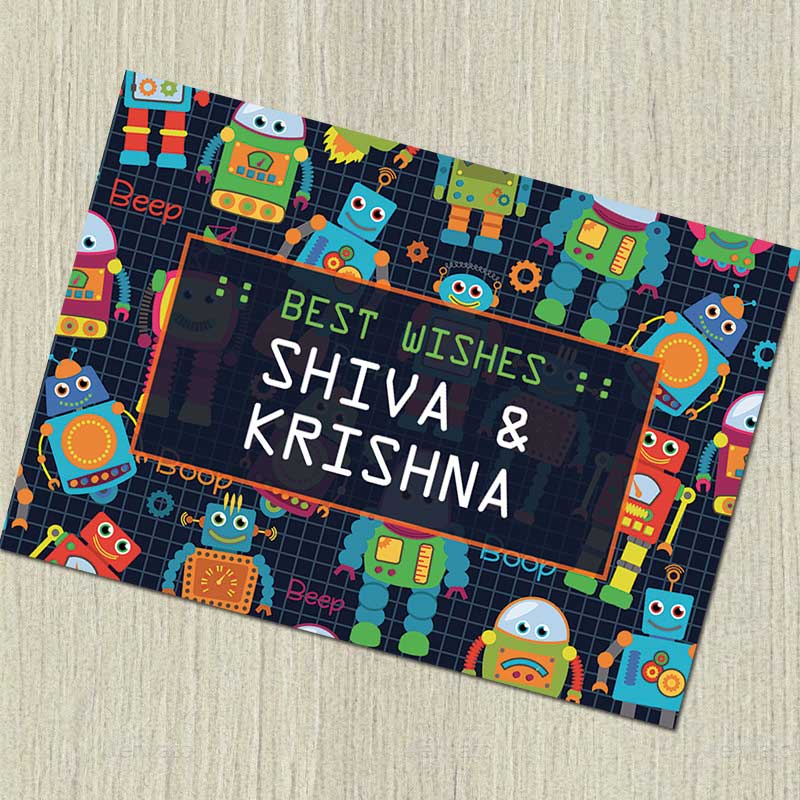 Personalised Notecards - Robots, Set of 20