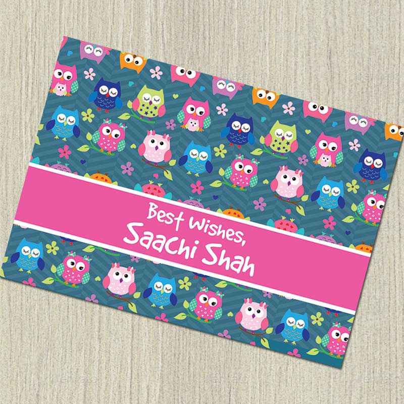 Personalised Notecards - Owls, Set of 20