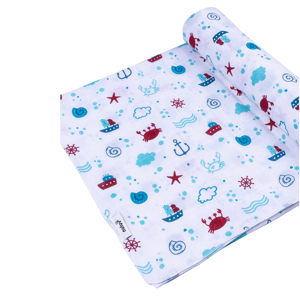 Nuluv Red Anchor Swaddle Wrap Pack Of 2