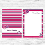 Personalised Letter Pads - Stripey Pink, Pack of 50 Sheets