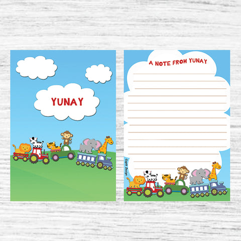 Personalised Letter Pads - Animal Train, Pack of 50 Sheets