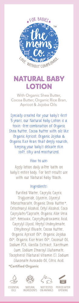 Natural Baby Lotion with Organic Apricot, Organic Jojoba and Organic Rice Bran