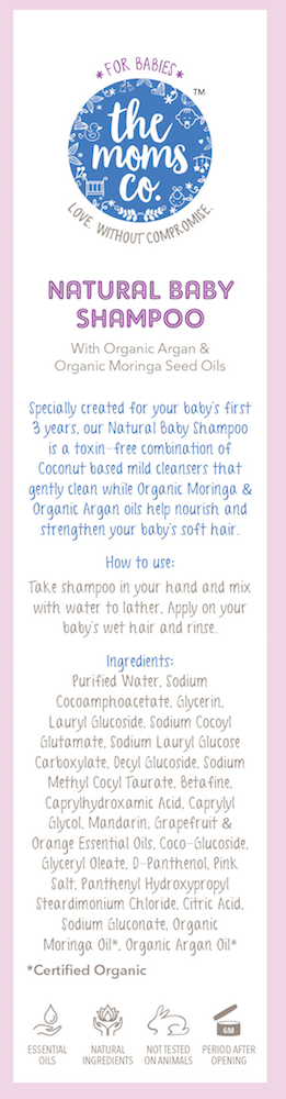 Natural Baby Shampoo with Coconut Cleansers, Organic Moringa & Organic Argan Oils