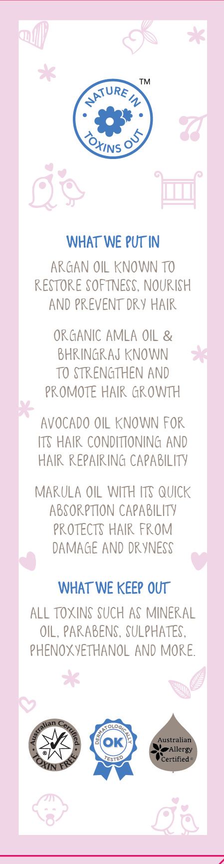 Natural Baby Hair Oil with Argan, Marula, Organic Amla and Bhringraj