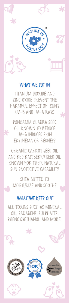 Mineral Based Sunscreen with Organic Carrot Seed Oil and Red Raspberry Seed Oil, Pongamia Glabra Seed Oil