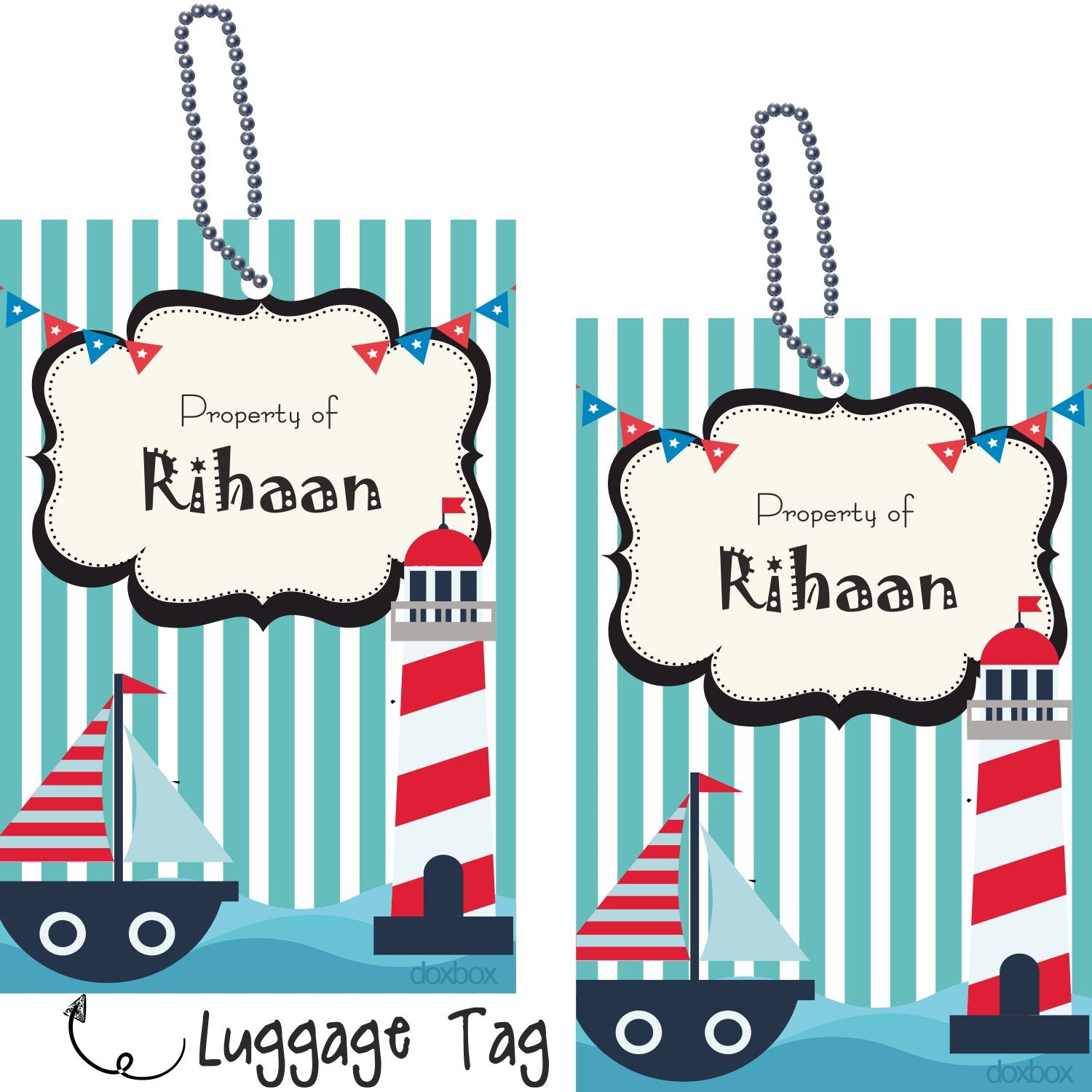 Luggage Tags - Nautical - Blue