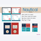 Label Set - Nautical, 146 labels and 2 bag tags