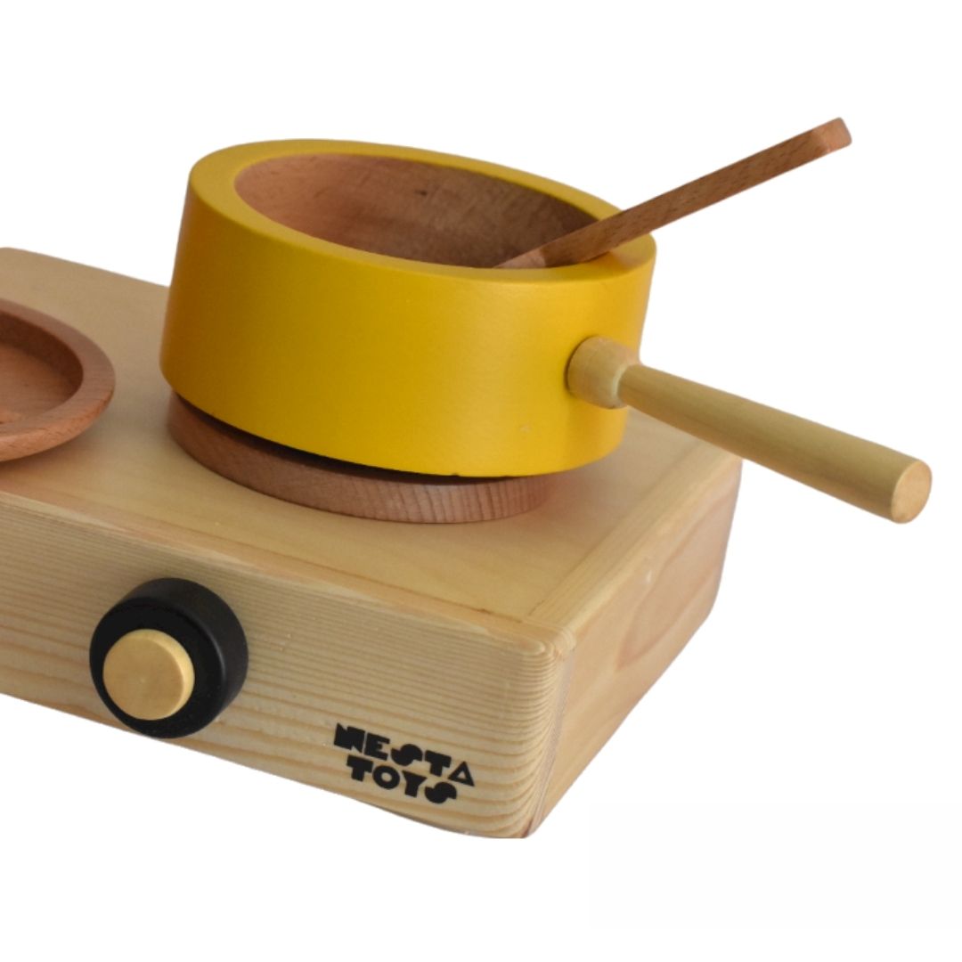 Nesta Toys - Kitchen Play Set | Beech Wood Cooking Set (9 Pcs)