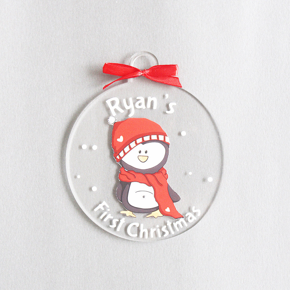 Personalised New "First Christmas" Ornament - Penguin