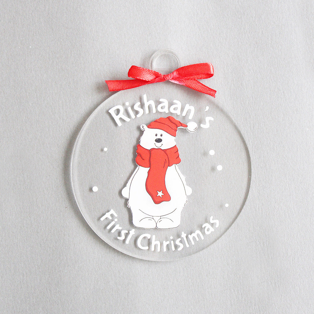 Personalised New "First Christmas" Ornament - Polar Bear