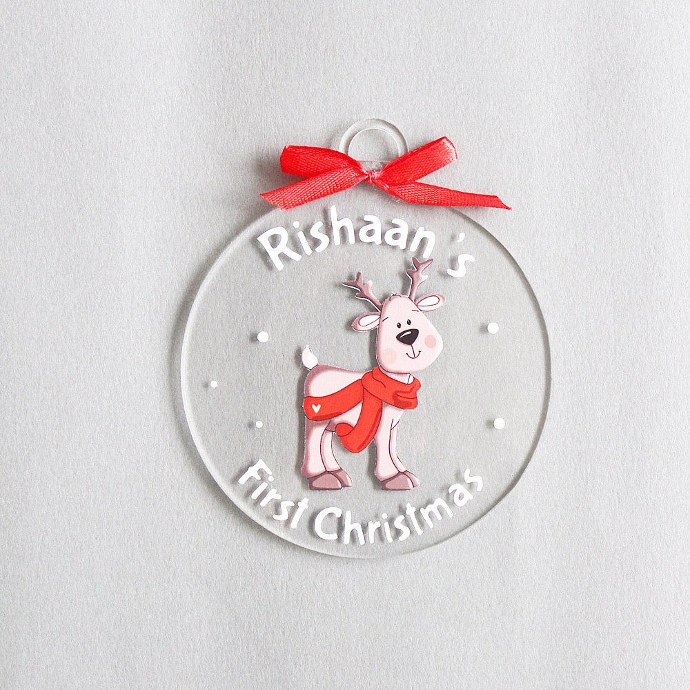 Personalised New "First Christmas" Ornament - Reindeer