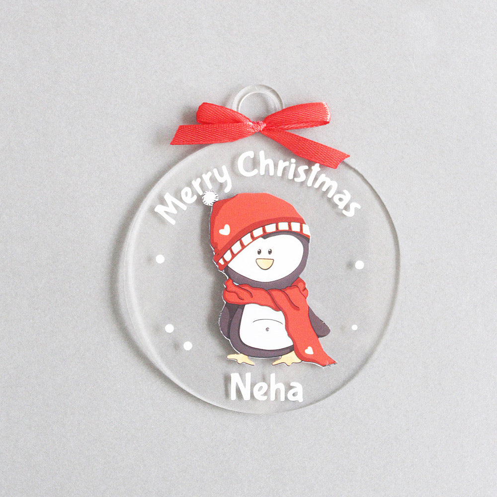 Personalised New Merry Christmas Ornament - Penguin