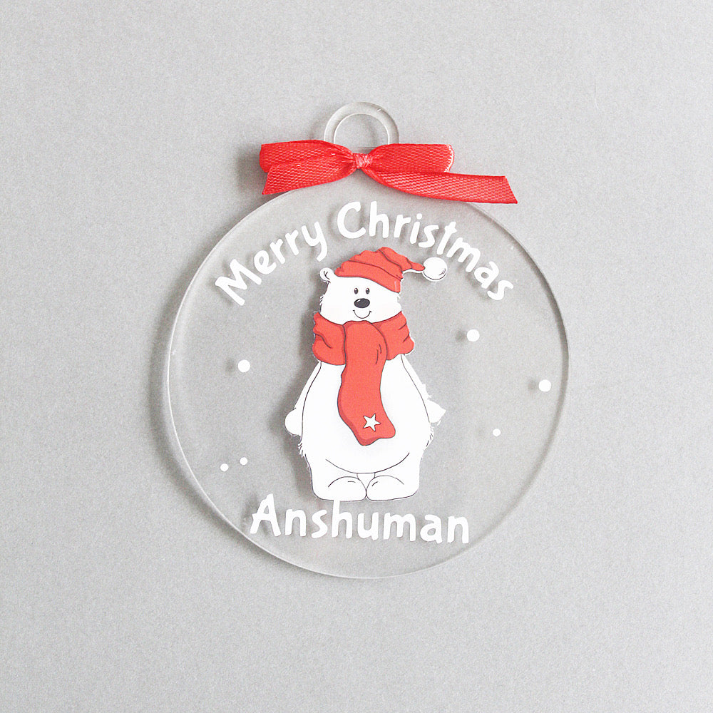 Personalised New Merry Christmas Ornament - Polar Bear