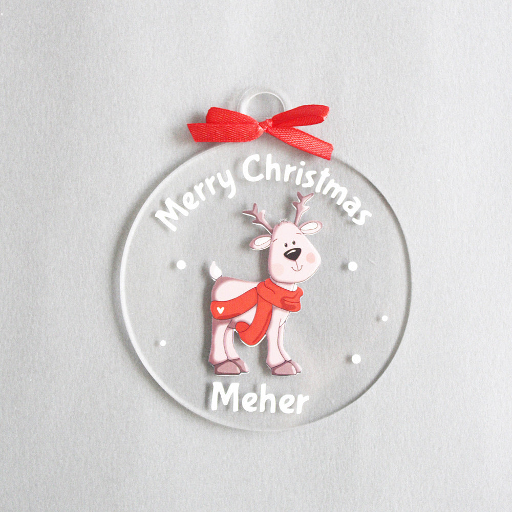 Personalised New Merry Christmas Ornament - Reindeer