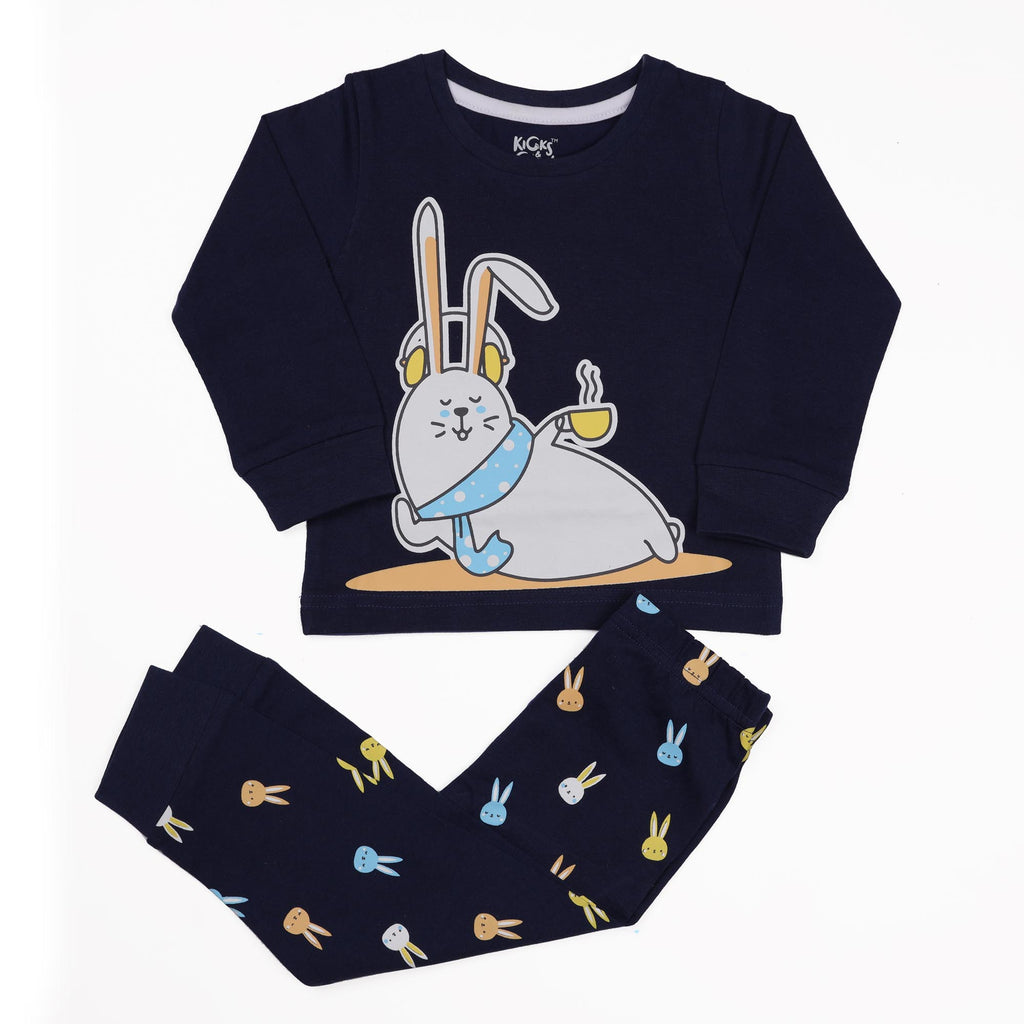 Kicks & Crawl- Chilling Bunny Nightsuit (Boy 3-24 Months)