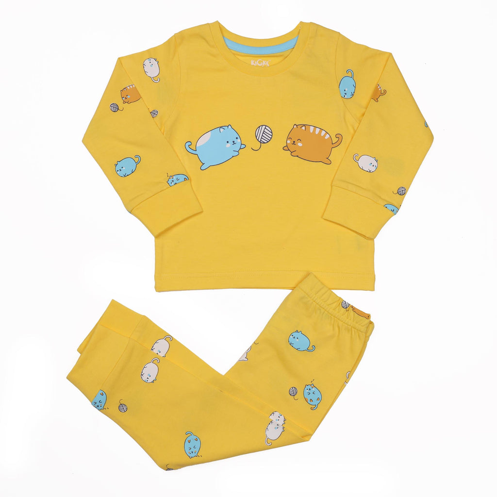 Kicks & Crawl- Playtime Yellow Kitty Nightsuit (Boy 3-24 Months)
