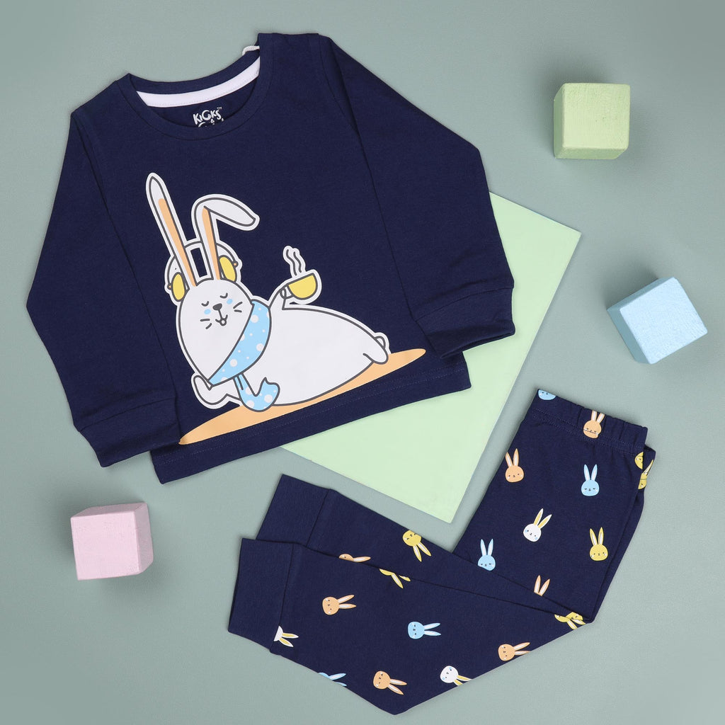 Kicks & Crawl- Chilling Bunny Nightsuit (Boy 3-24 Months)