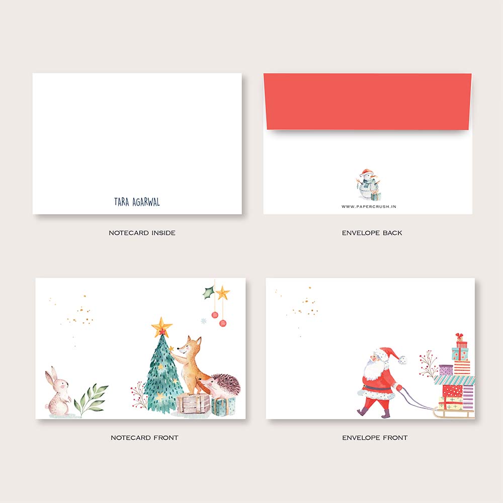 Folded-Notecards + Envelopes - Set of 25 - White Christmas