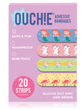 Ouchie Non-Toxic Printed Bandages Triple Combo (60 Pack) - Lavender, Lime Green & Blue
