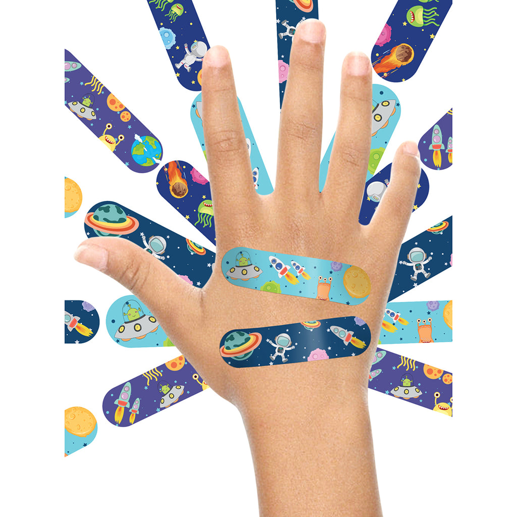 Ouchie Non-Toxic Printed Bandages Combo Set of 2 (40 Pack) - Space Blue & Orange