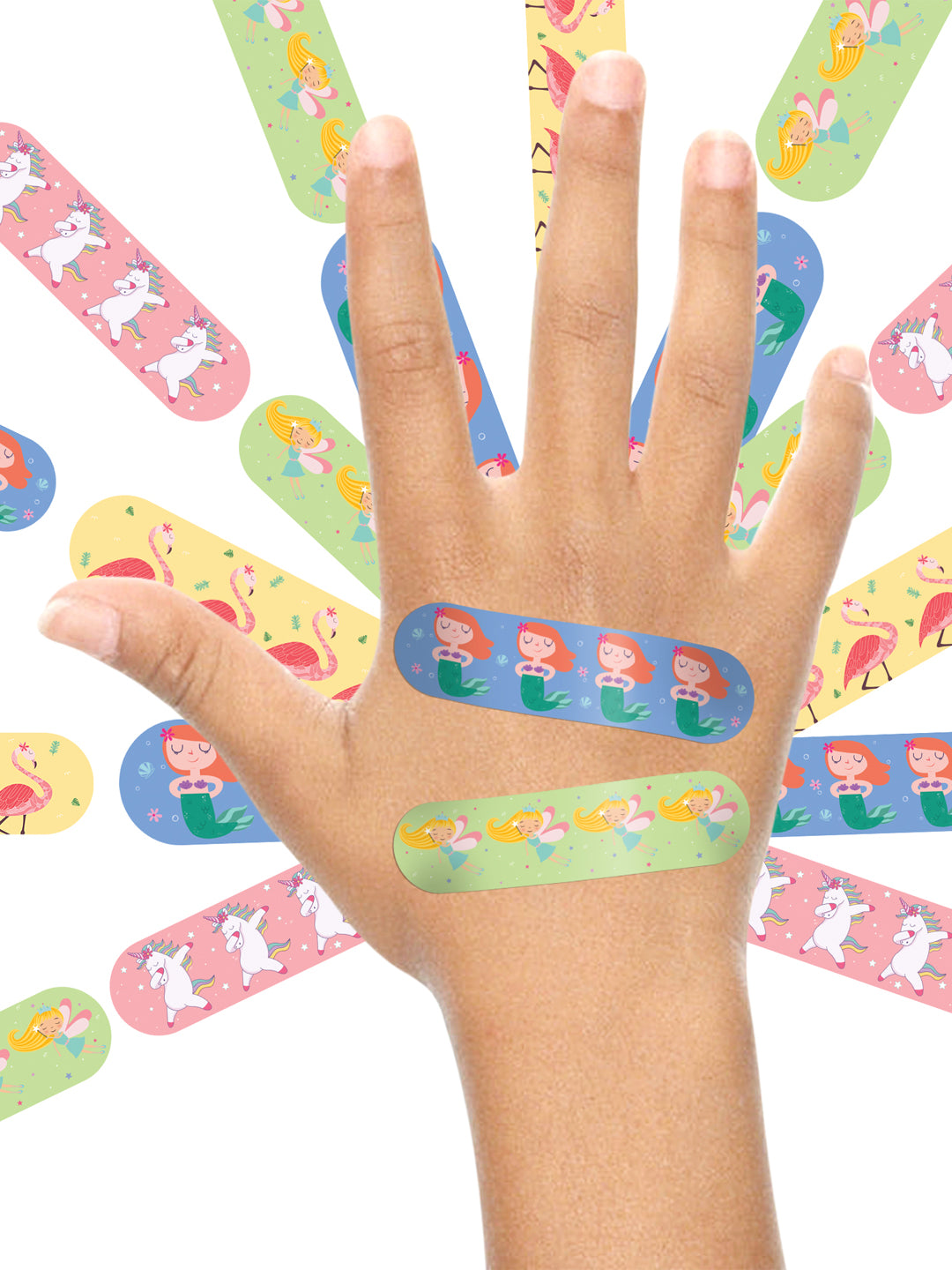 Ouchie Non-Toxic Printed Bandages Jumbo Pack (80 Pack) - Lime Green, Pink, Blue & Lavender
