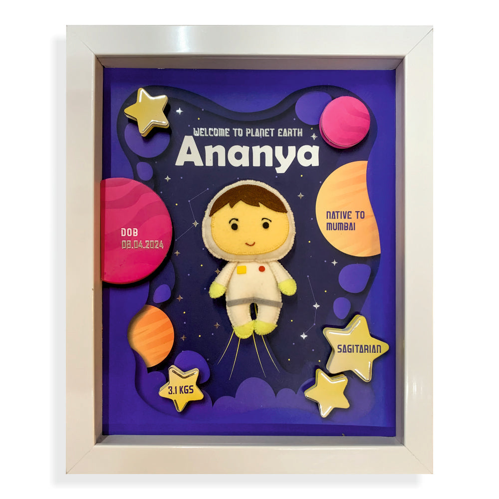 Shadow Box Frame with Silver Foil - Astronaut