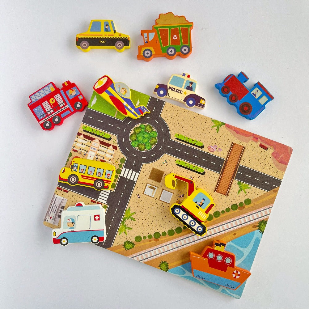 Open Ended Chunky Puzzle - Vehicles-Puzzles-Open Ended-Toycra