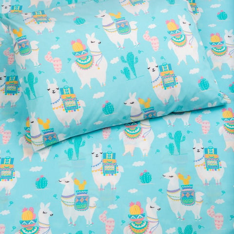 Bedsheet Set - Organic Llama Love Single Bed Sheet