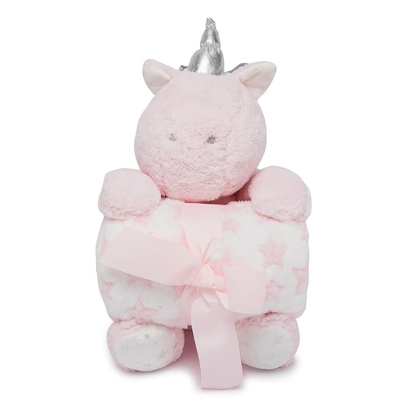 Pink Unicorn Blanket with Toy