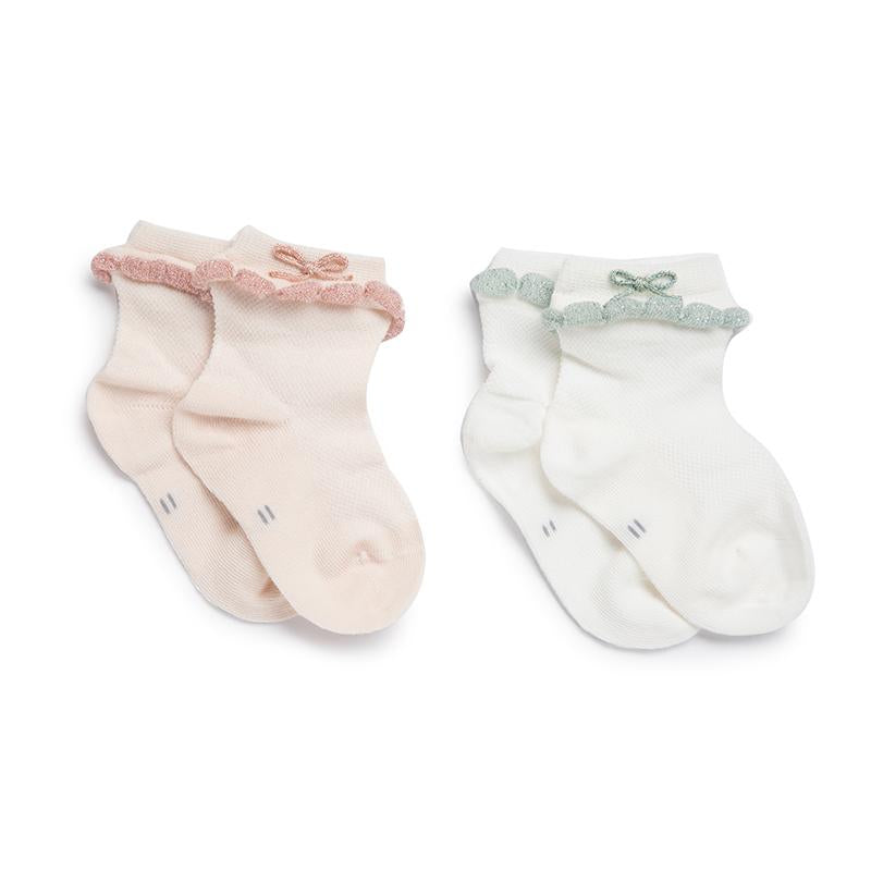 Pink and Green Bow Socks - 2 pack