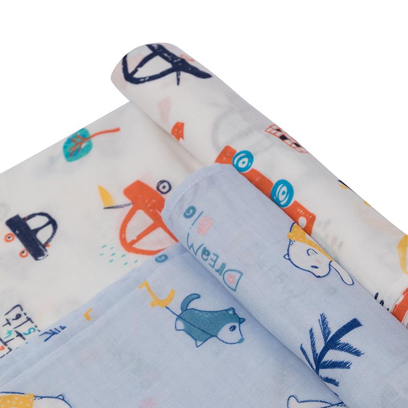 Cars & Bears Cotton Swaddles - 2 pack