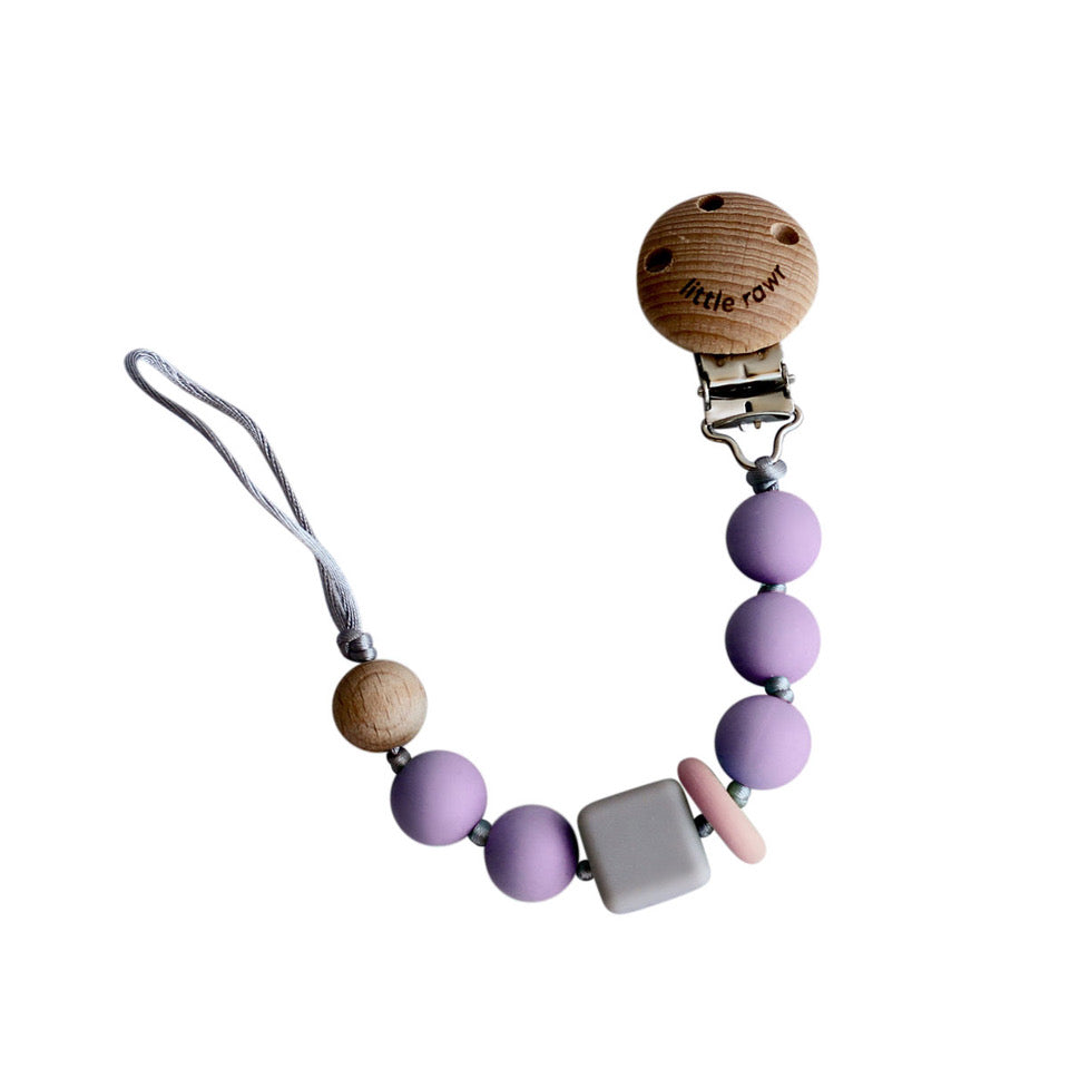 Little Rawr Silicone Pacifinder Beads with Clip Holder - Lavender