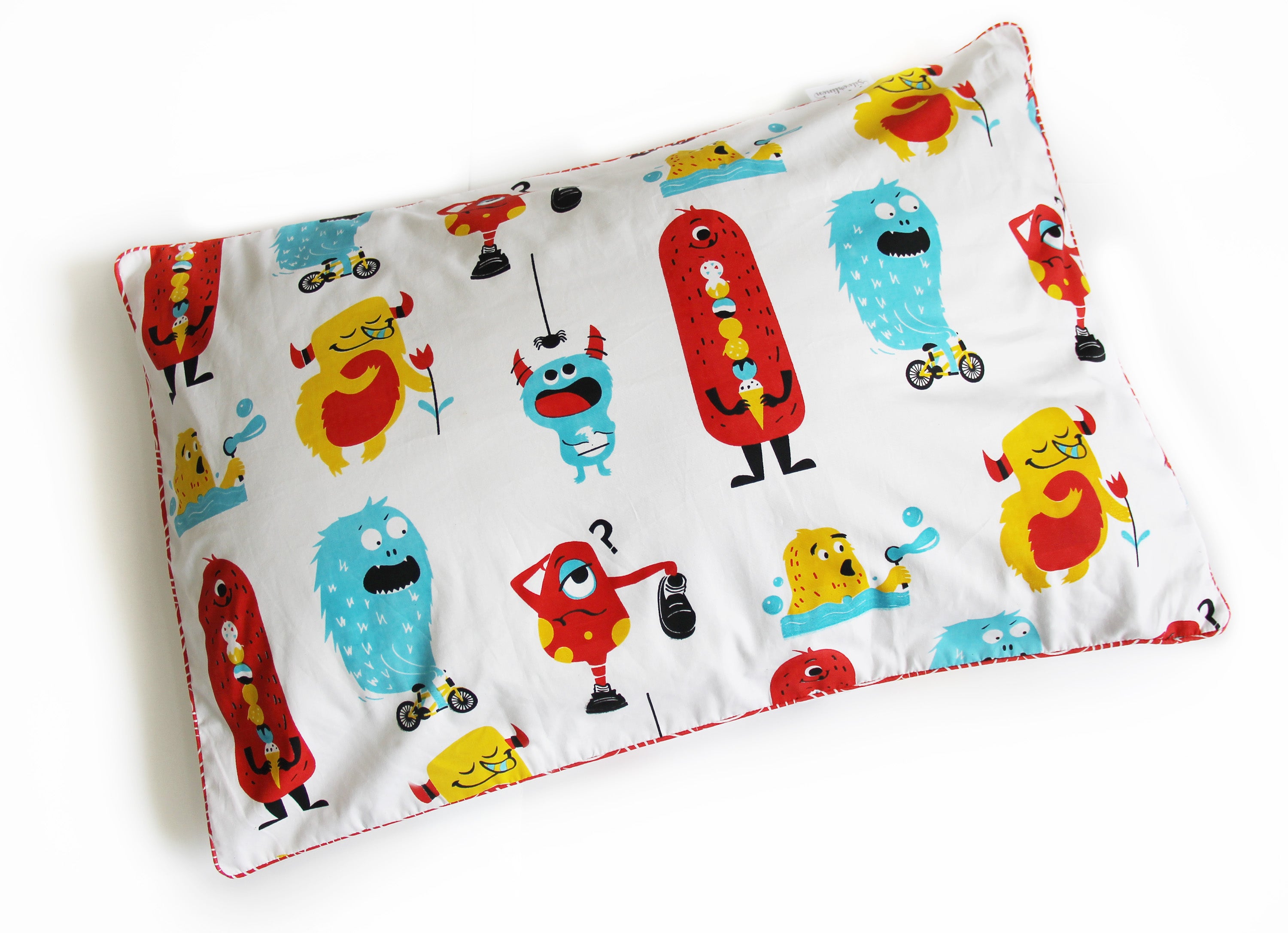 Silly Monsters Single Pillow Cover - Red / Green
