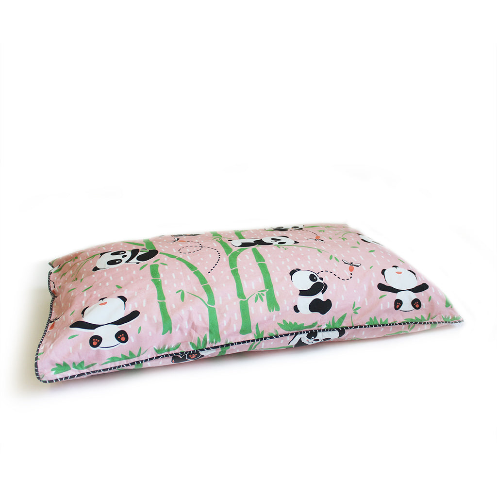 Panda Village Single Pillow Cover - Blue / Pink