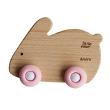 Little Rawr Wood Wheelie Animal - Pink