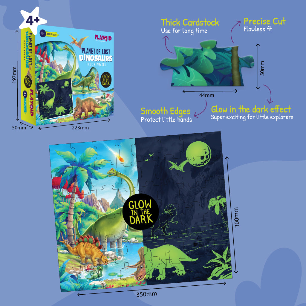 Planet Of Lost Dinosaur - Glow In The Dark - 48 Piece Puzzles