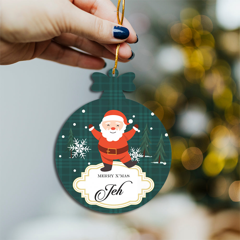 Personalised Merry Santa Printed Ornament