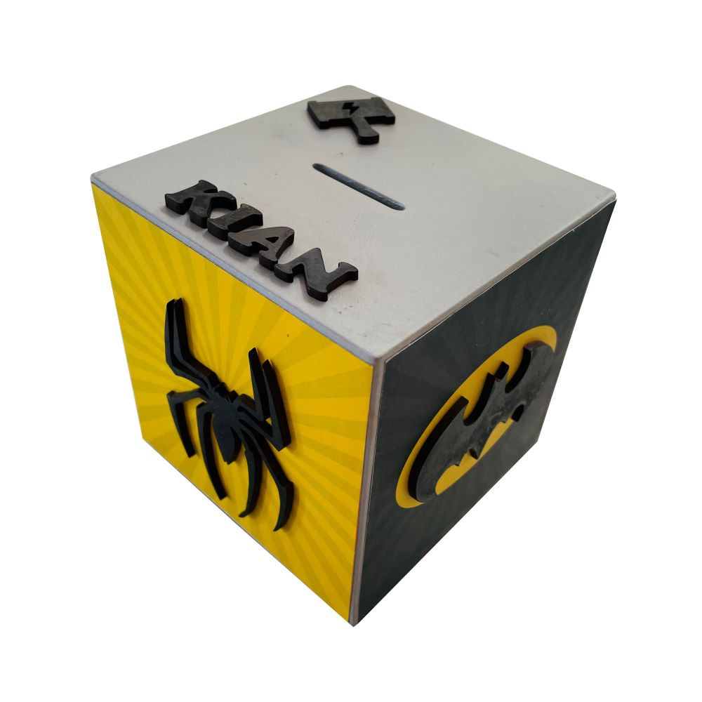 Personalised Doxbox Superhero Theme Piggy Bank