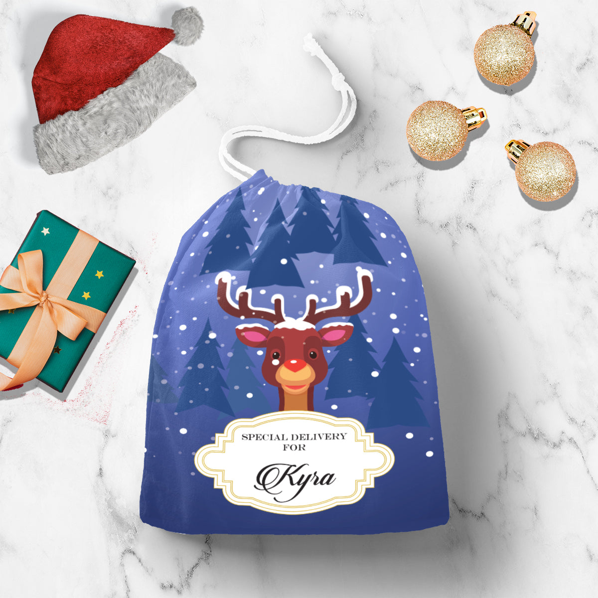 Personalised Rudolph The Red- Nosed Gift Sack