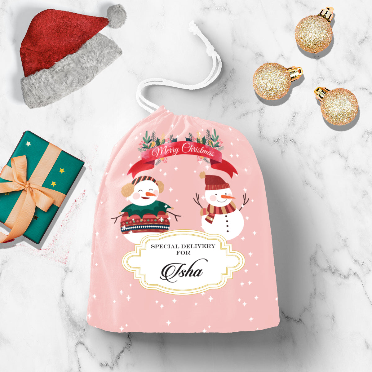 Personalised Snowmans Duo Gift Sack