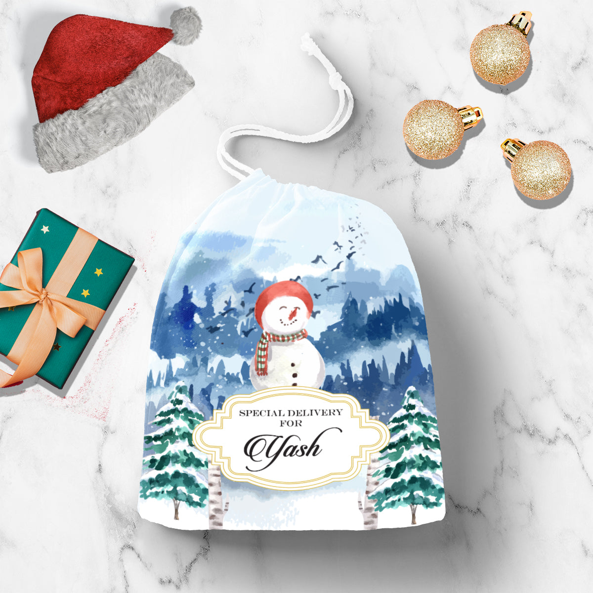 Personalised Snowman Land Gift Sack