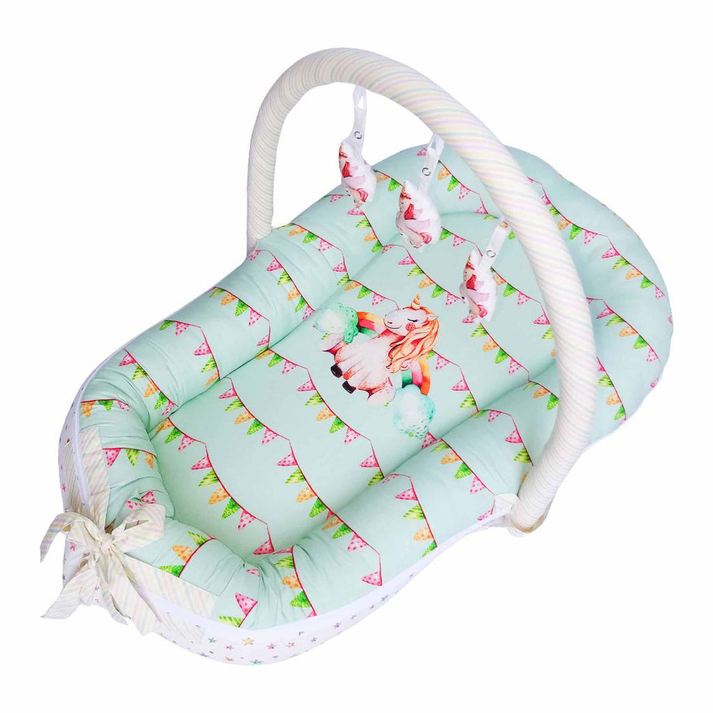 Miss Bella The Unicorn - Snuggly Nest With Attachments - Green